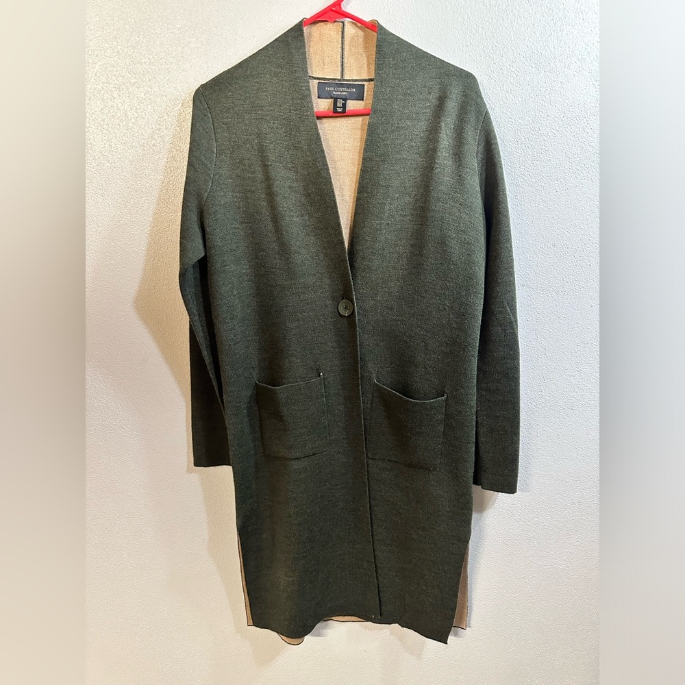 Paul Costelloe Wool Blend Black Market Single Button Duster Cardigan